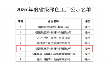 祝賀！福清思嘉登綠色工廠榜單